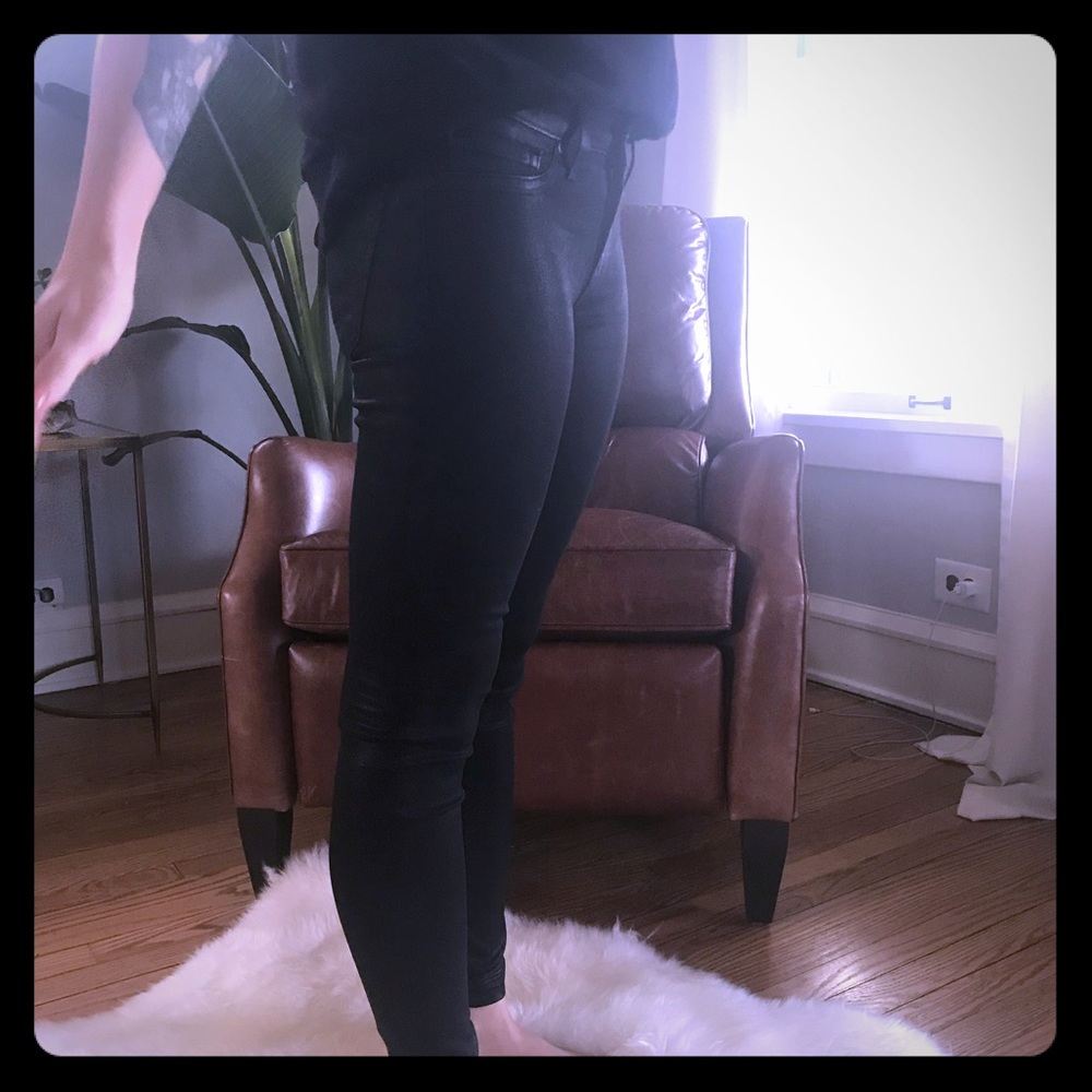 Joie, black coated skinny jeans